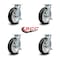 Service Caster 8 Inch Rubber on Aluminum Swivel Caster Set with Roller Bearings and Brakes SCC SCC-30CS820-RAR-TLB-4 - alternate 3